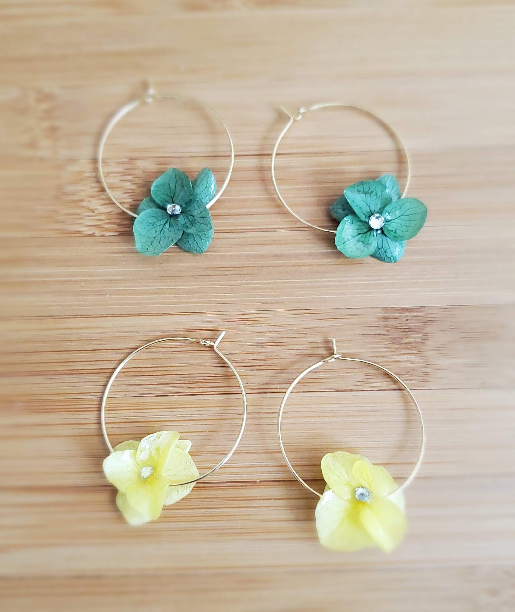 Flower hoop earrings floral bridal accessories colors available online –  Kathleen Barry Bespoke Occasion Accessories